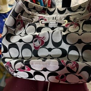 Coach Black and Pink Patterned Shoulder Bag